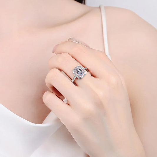 Emerald Cut Diamond Double Halo Jewelry-Black Diamonds New York