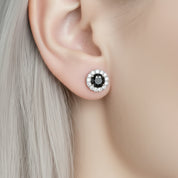 Black Certified Moissanite Pendant Necklace and Stud Earrings Sets-Black Diamonds New York