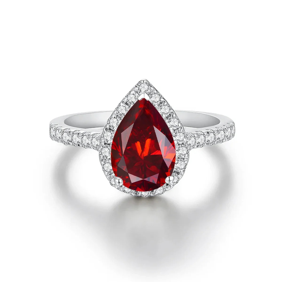 2.0 Ct Pear Cut Moissanite Halo Engagement Ring-Black Diamonds New York