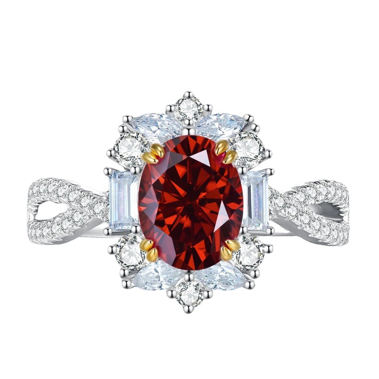 2.0 Ct Oval Cut Red Diamond Engagement Ring-Black Diamonds New York