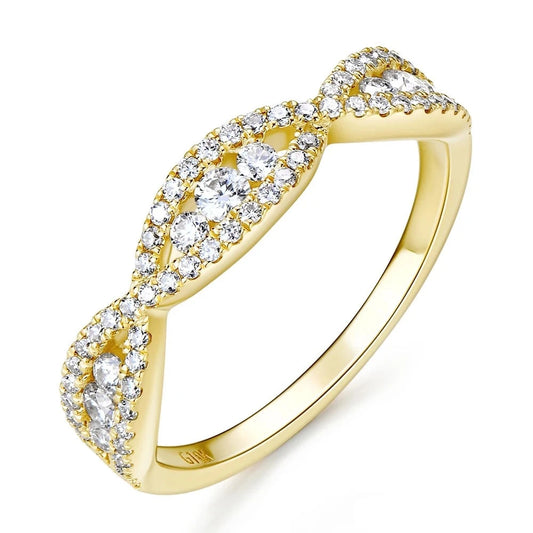10K Solid Gold Round Cut Diamond Twist Wedding Band-Black Diamonds New York