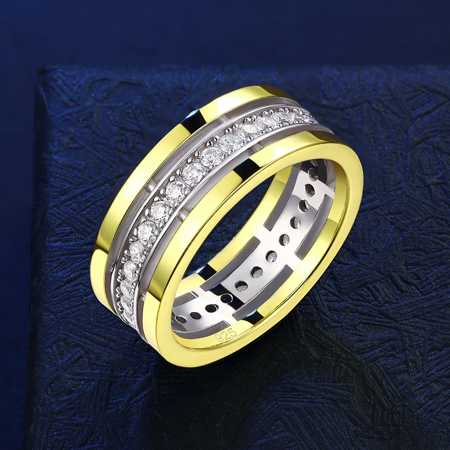 Two Tone Eternity Created Diamond Men's Ring Band-Black Diamonds New York