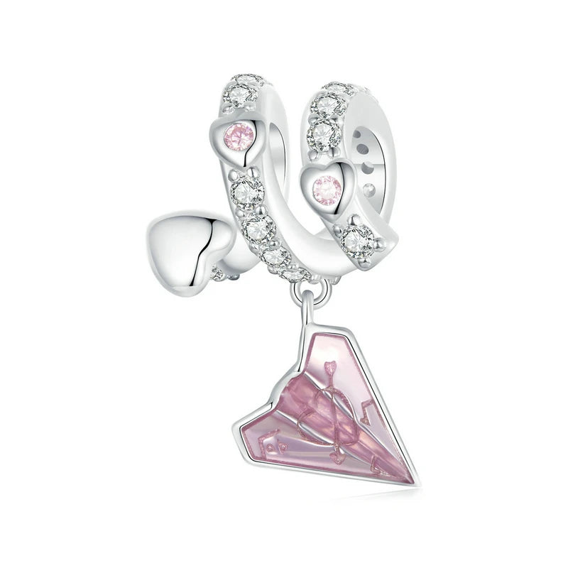 Pink Heart Charms & Pendant-Black Diamonds New York