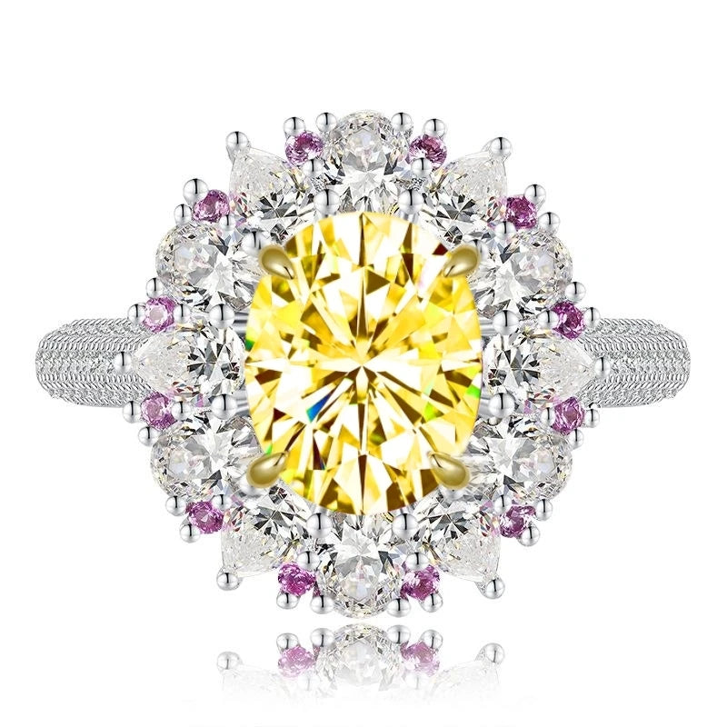 3.0 Ct Oval Cut Moissanite Diamond Halo Engagement Ring-Black Diamonds New York