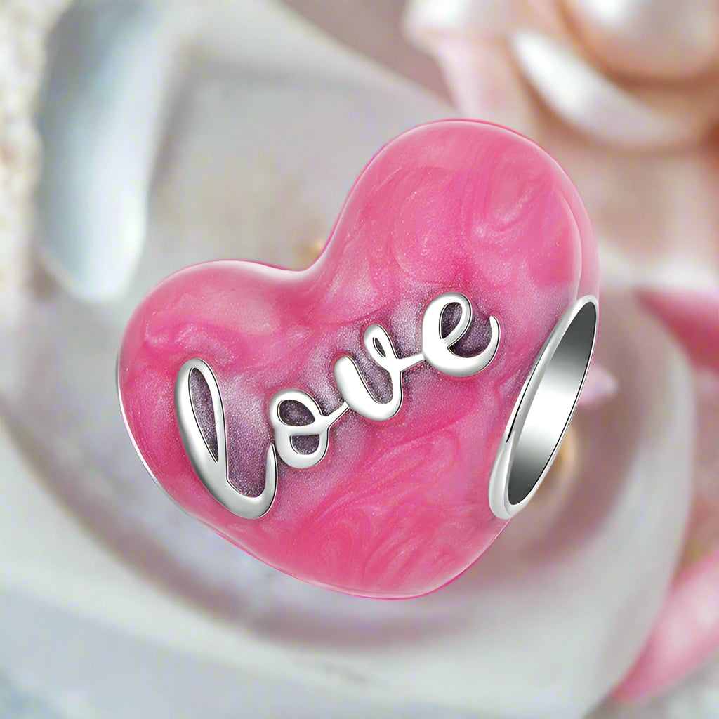 Pink Heart Love with Bow-knot Charm-Black Diamonds New York