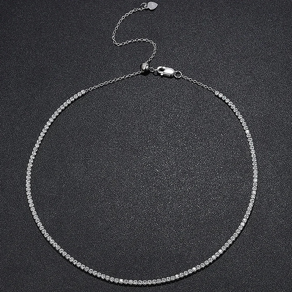 2mm Round Moissanite Diamond Adjustable Tennis Necklace-Black Diamonds New York