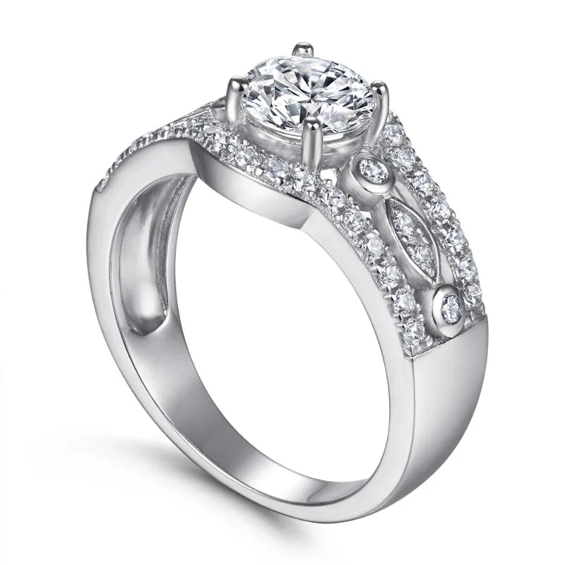 0.8 Ct Round Cut Moissanite Diamond Engagement Ring-Black Diamonds New York