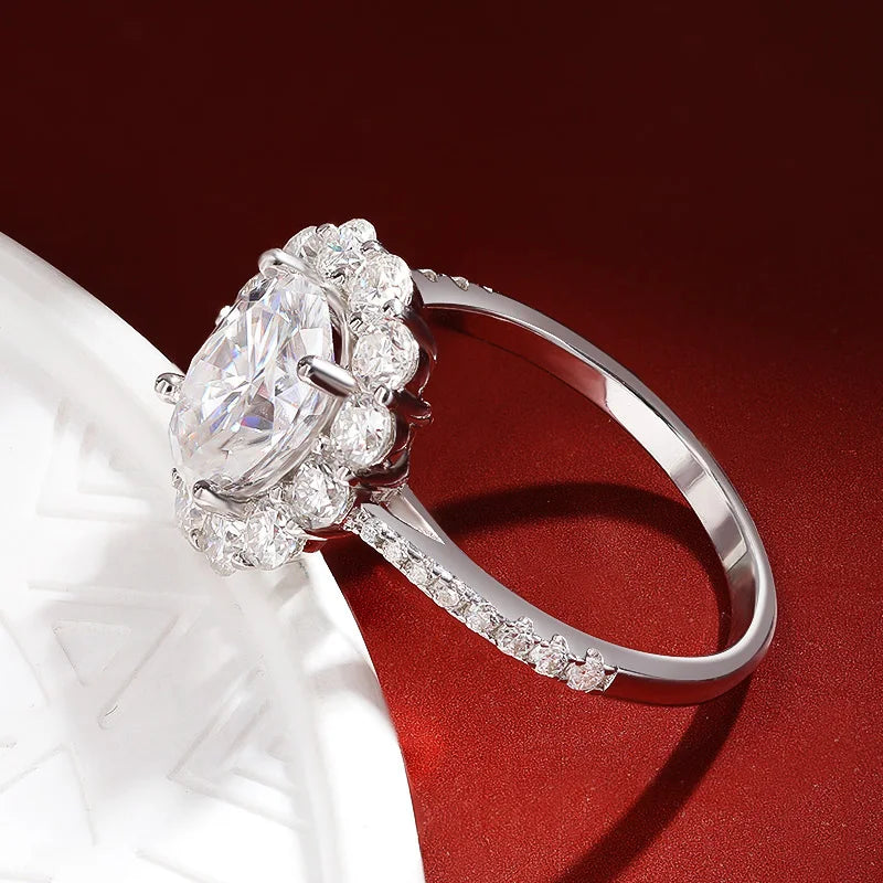 3.0 Ct Oval Cut Moissanite Halo Engagement Ring-Black Diamonds New York