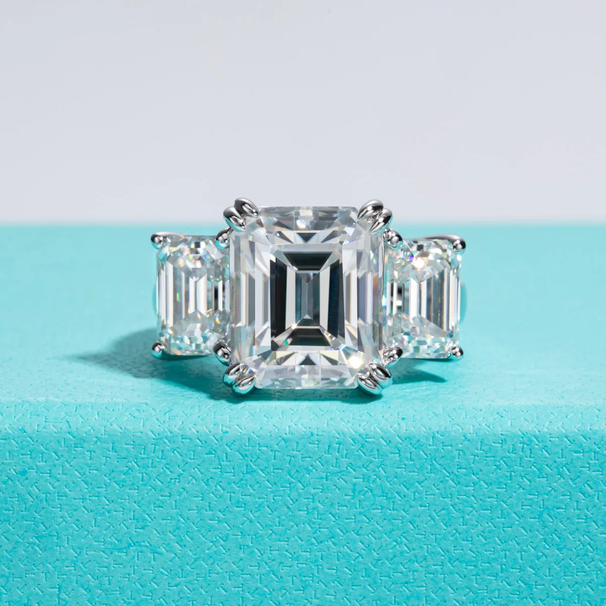 Emerald Cut Diamond 3 Stone Engagement Ring-Black Diamonds New York