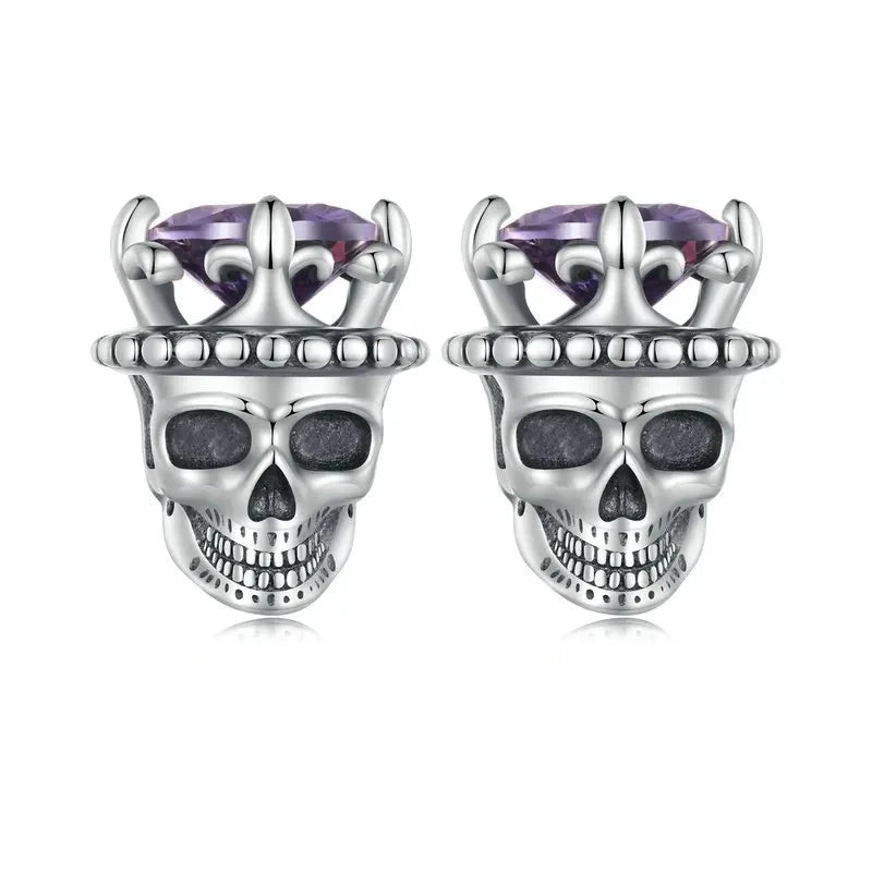 Classic King of Skull Stud Earrings-Black Diamonds New York