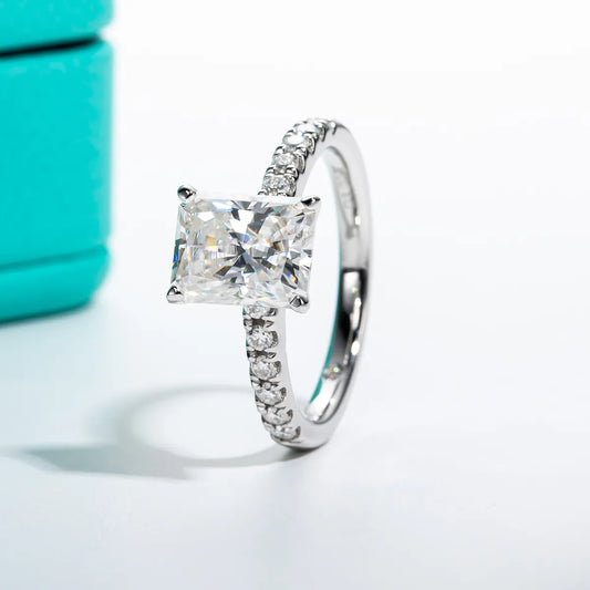 3.0 Ct Radiant Cut Moissanite Engagement Ring-Black Diamonds New York