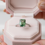 Moss Agate Engagement Ring-Black Diamonds New York