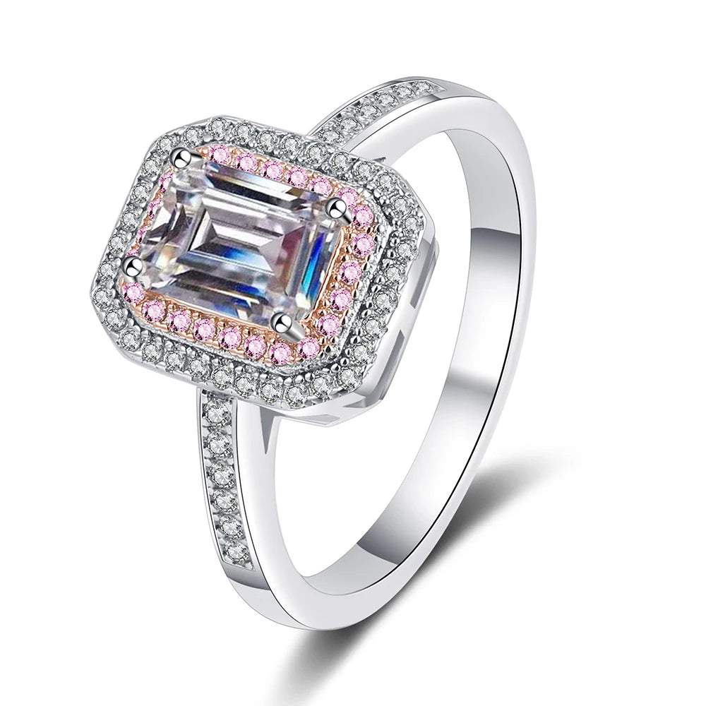Emerald Cut Moissanite Diamond Double Halo Jewelry-Black Diamonds New York