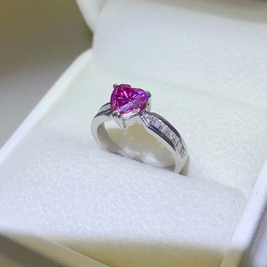 1.0 Ct Pink Heart Moissanite Diamond Engagement Ring-Black Diamonds New York