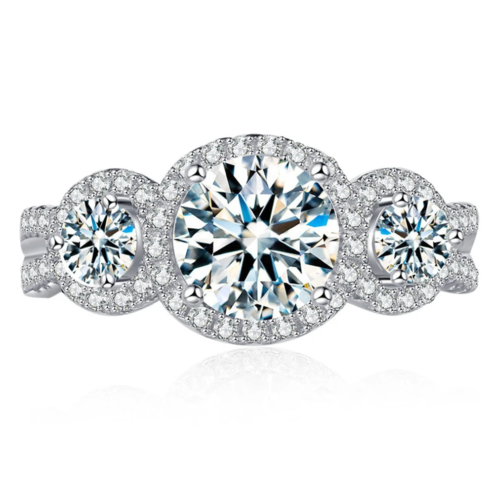 1.25 Ct Round Cut Moissanite Diamond Halo Engagement Ring-Black Diamonds New York