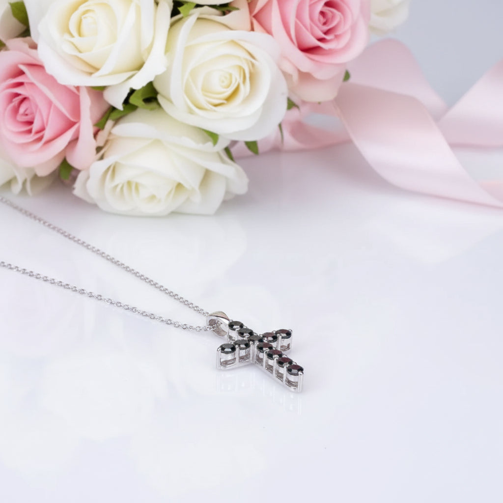 Certified Black Moissanite Cross Pendant Necklace-Black Diamonds New York