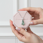 Kite Shape Moss Agate Pendant Necklace-Black Diamonds New York