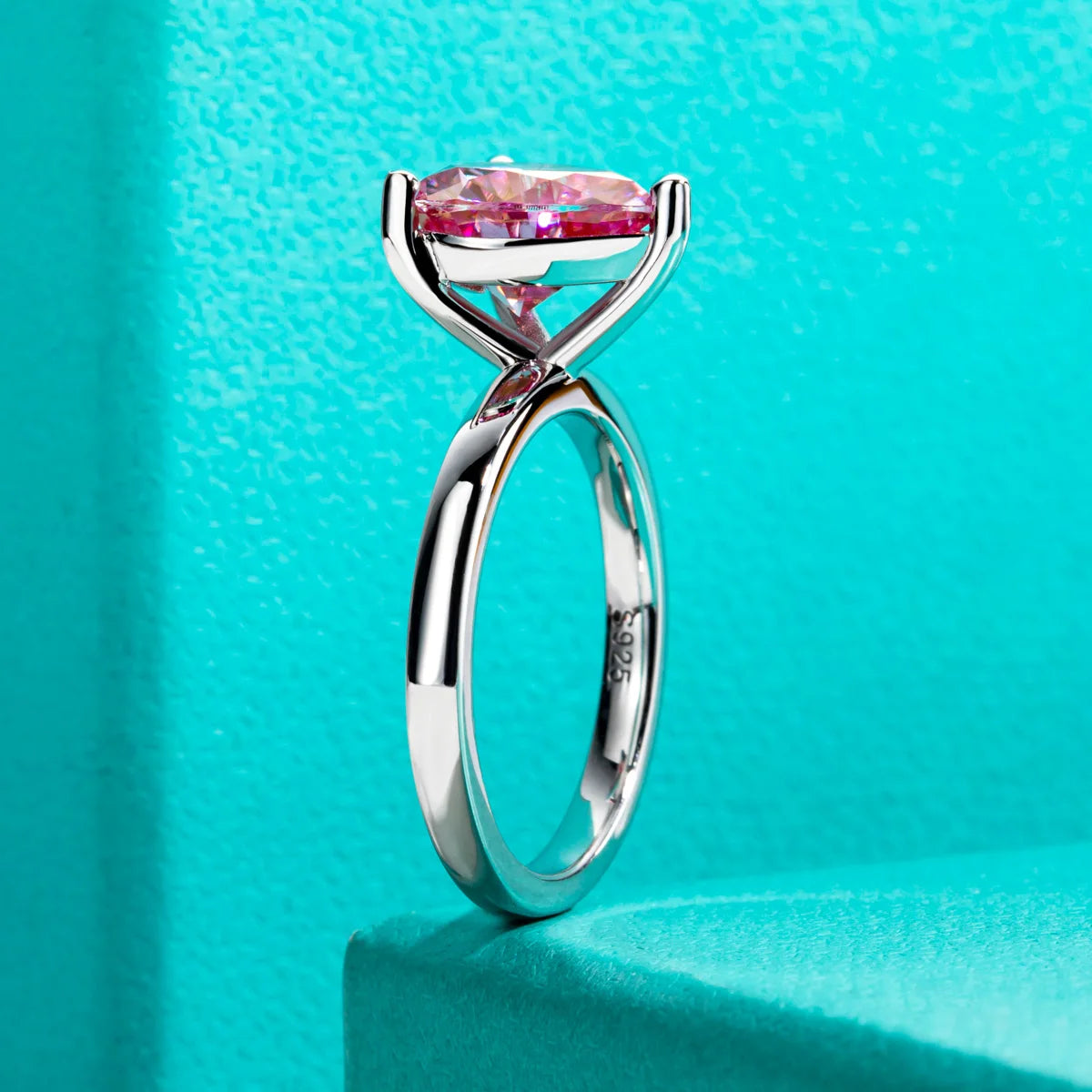 3.0 Ct Heart Cut Sakura Pink Moissanite Engagement Ring-Black Diamonds New York
