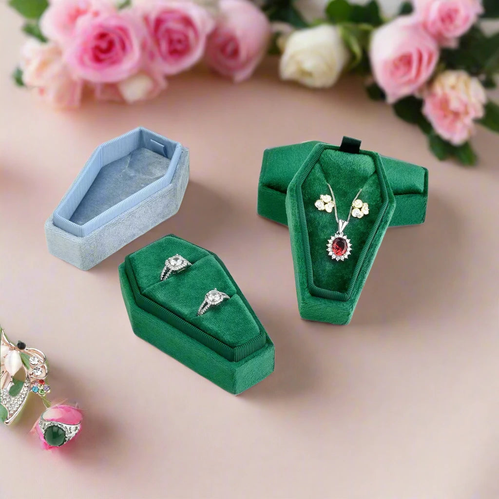 Personalized Coffin Necklace Jewelry Box-Black Diamonds New York