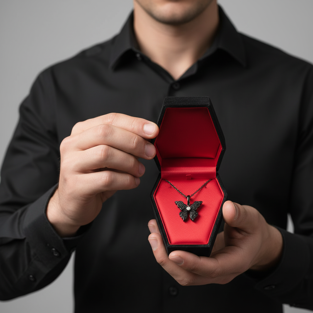 Black Skeleton Mask Pendant Necklace-Black Diamonds New York