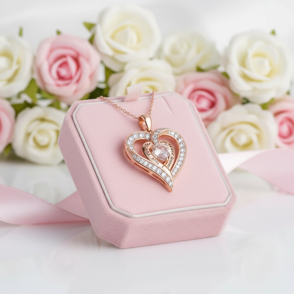 Birthstone Heart Pendant Necklace-Black Diamonds New York