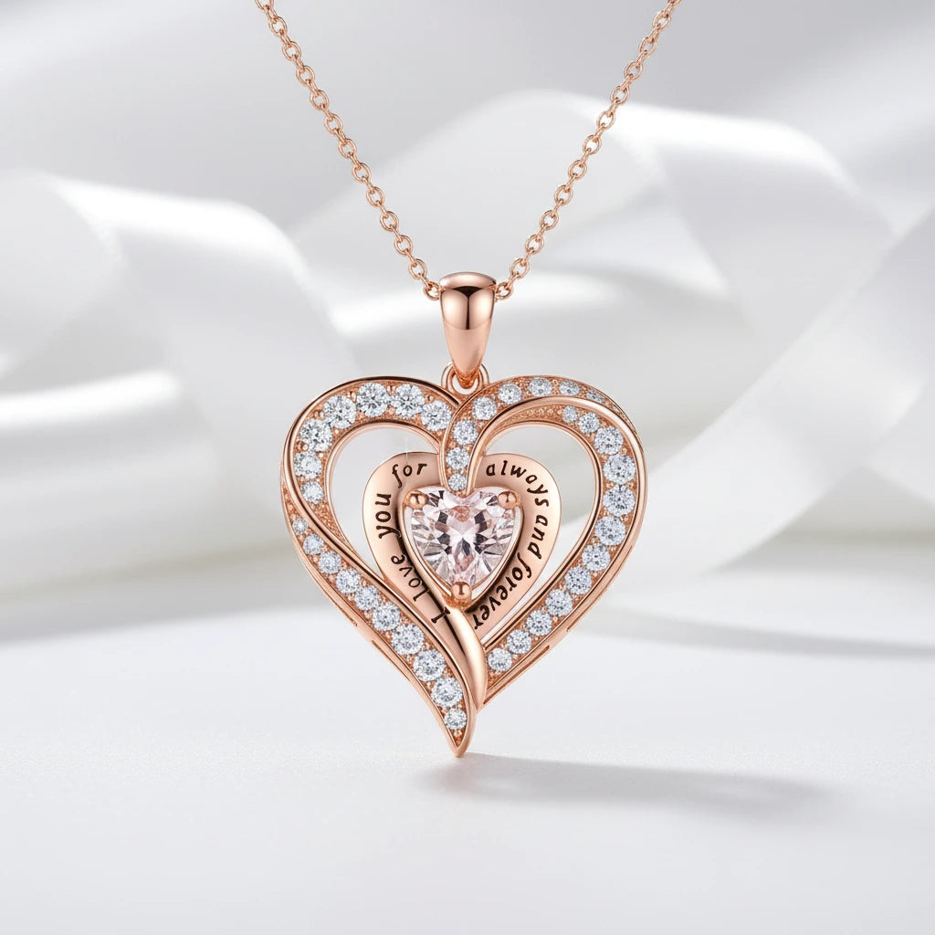 Birthstone Heart Pendant Necklace-Black Diamonds New York