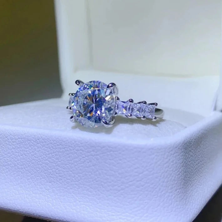 3.0 Ct Round Cut Moissanite Diamond Engagement Ring-Black Diamonds New York