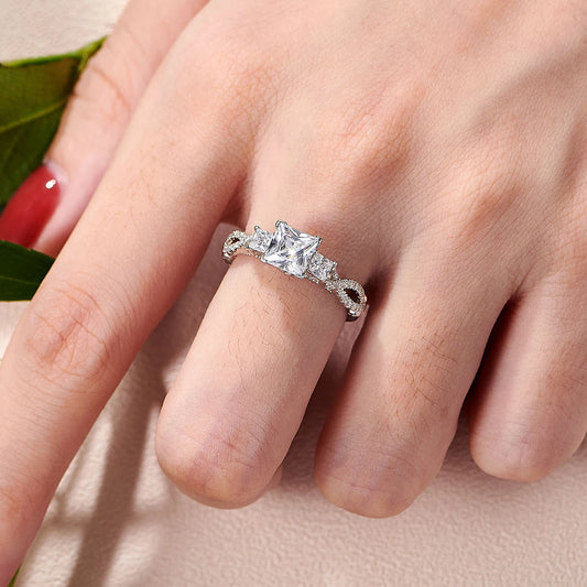 Criss Cross Princess Cut Created Diamond Engagement Ring-Black Diamonds New York