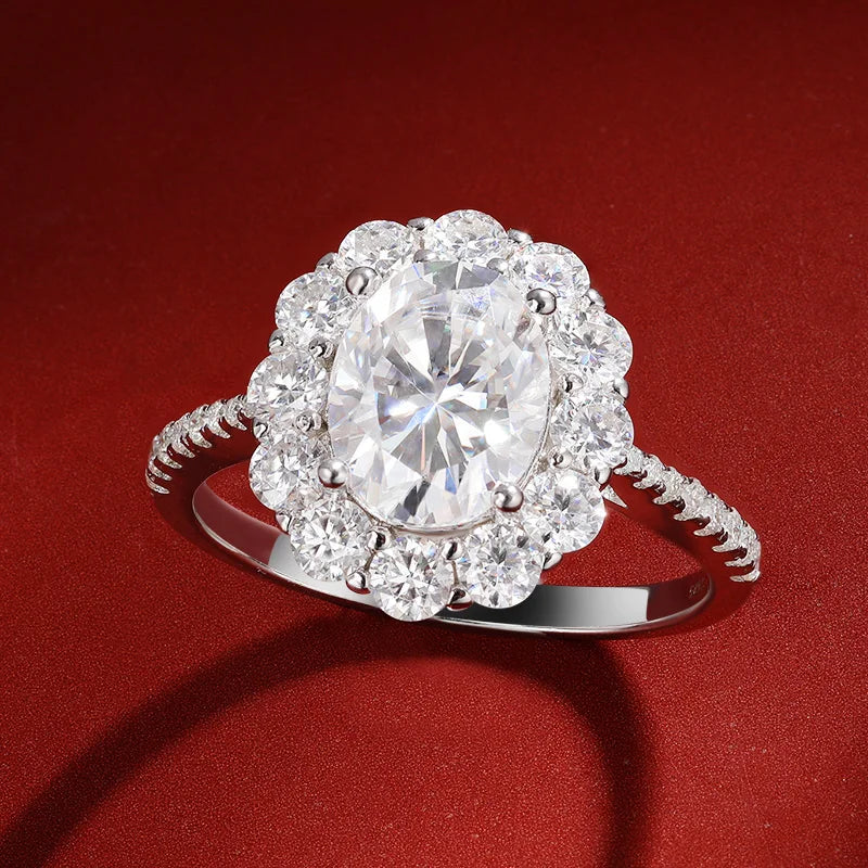 3.0 Ct Oval Cut Moissanite Halo Engagement Ring-Black Diamonds New York