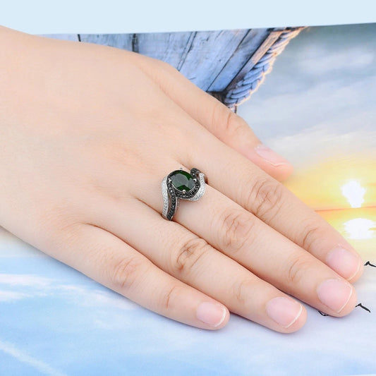 2.5 Ct Natural Chrome Diopside Spinel Engagement Ring-Black Diamonds New York