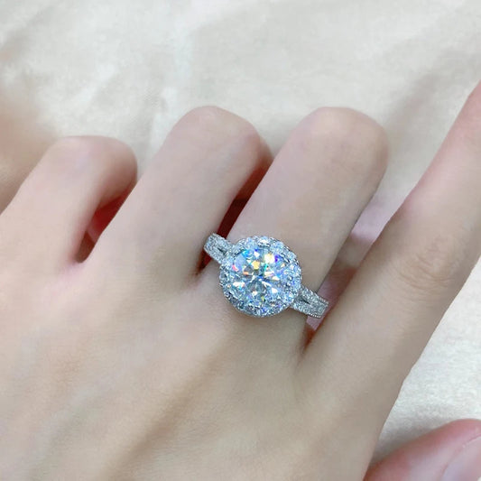 2.0 Ct Excellent Cut Diamond Halo Engagement Ring-Black Diamonds New York
