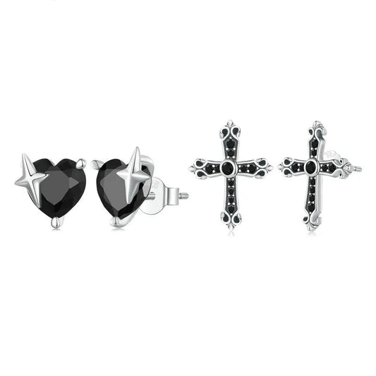 Gothic Stud Earrings with Black Diamond-Black Diamonds New York