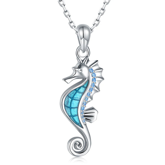 Beautiful Seahorse Pendant Necklace-Black Diamonds New York