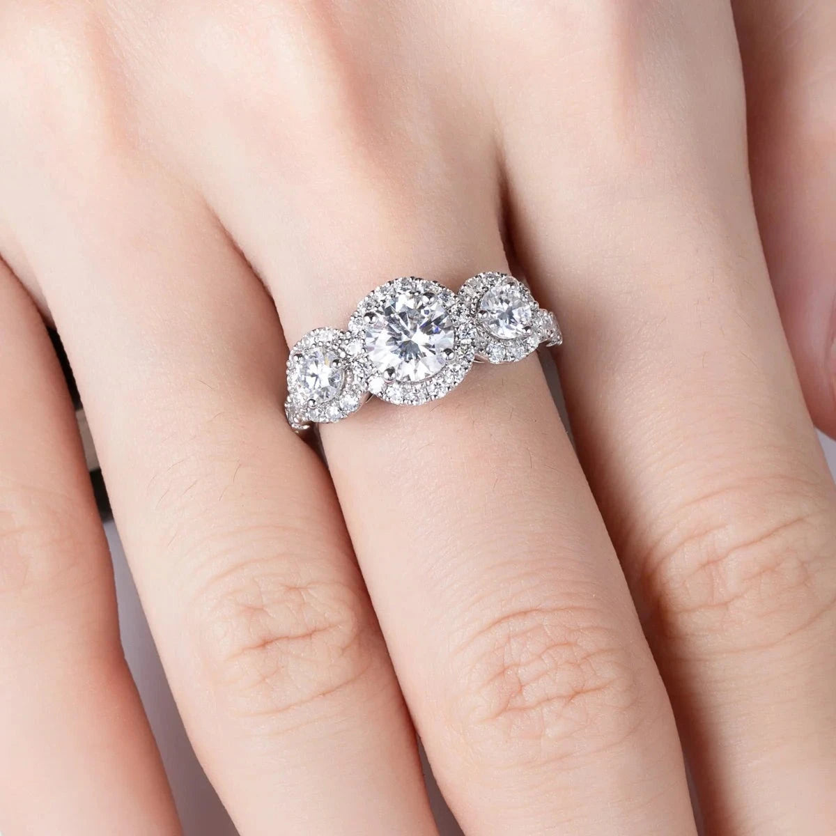 1.0 Ct Round Diamond Halo Engagement Ring-Black Diamonds New York