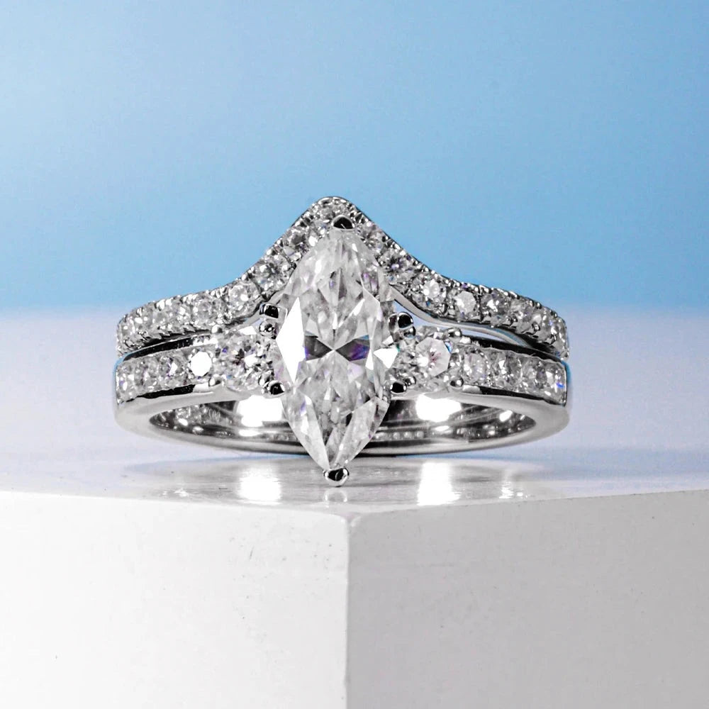 2.0 Ctw Moissanite Stackable Engagement Ring Set-Black Diamonds New York