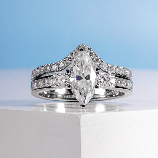 2.0 Ctw Moissanite Stackable Engagement Ring Set-Black Diamonds New York