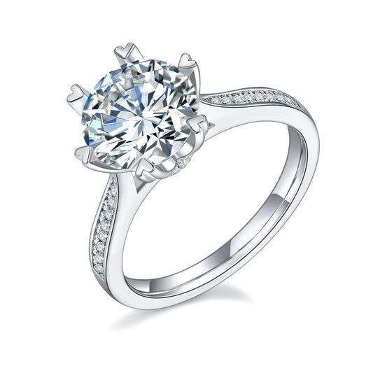 3.0 Ct Round Moissanite Diamond Engagement Ring-Black Diamonds New York