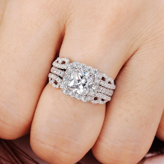 3.0 Ctw Princess Cut Diamond Engagement Ring Set-Black Diamonds New York