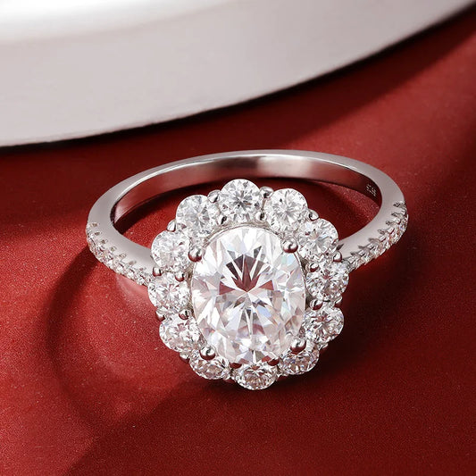 3.0 Ct Oval Cut Diamond Halo Engagement Ring-Black Diamonds New York