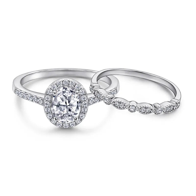1.5 Ct Oval Cut Diamond Engagement Ring Set-Black Diamonds New York