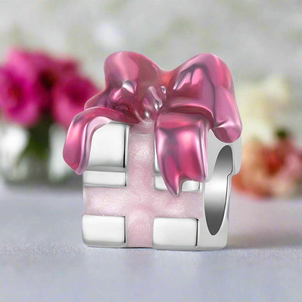Pink Heart Love with Bow-knot Charm-Black Diamonds New York
