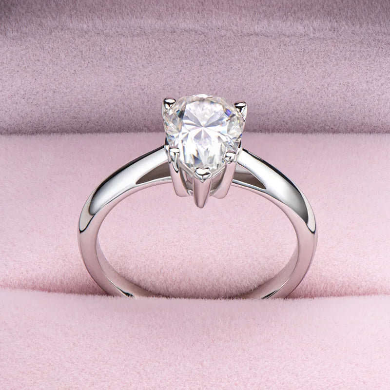 2.0 Ct Pear Cut Moissanite Solitaire Engagement Ring-Black Diamonds New York