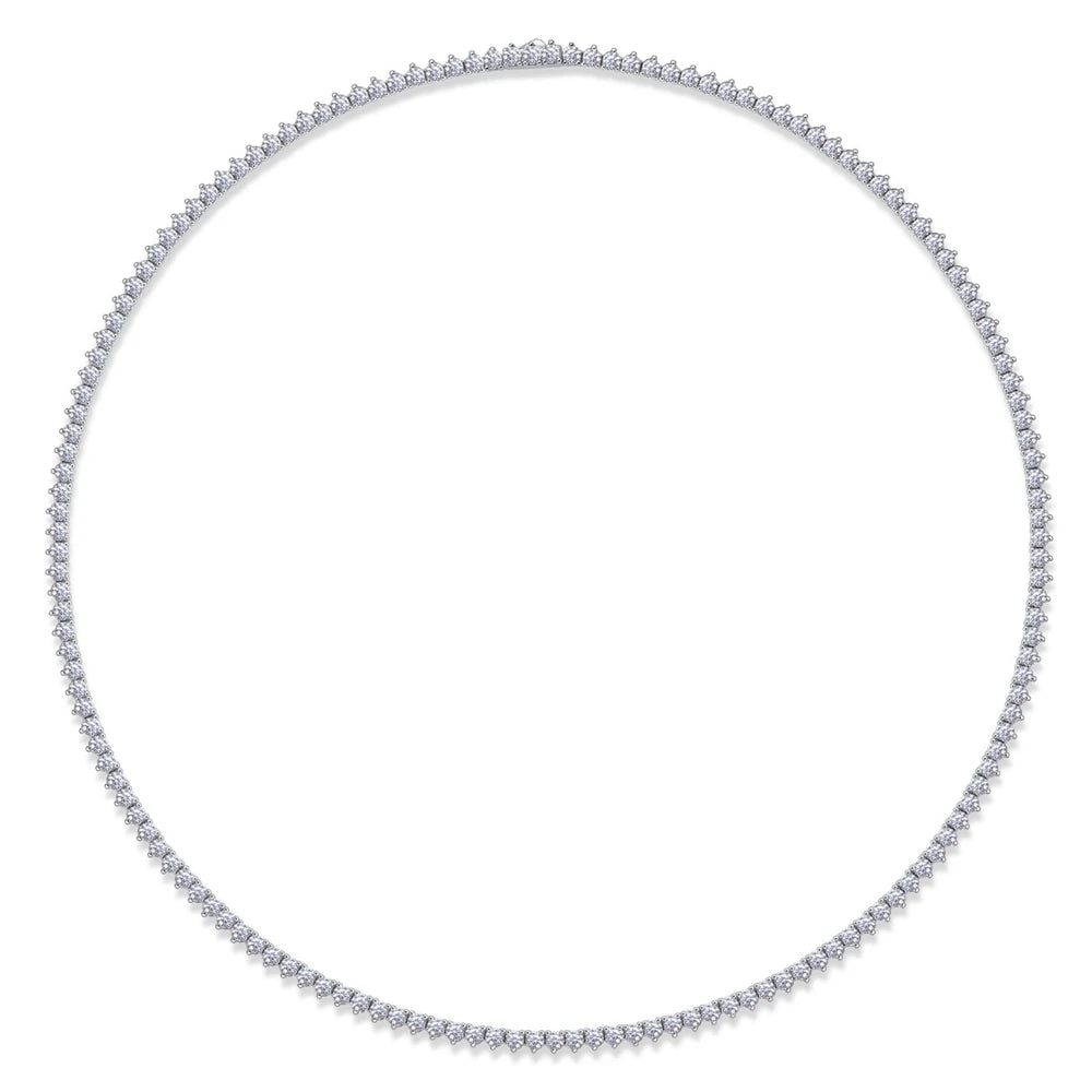 0.1 Ct Round Moissanite Diamond Tennis Chain Necklace-Black Diamonds New York
