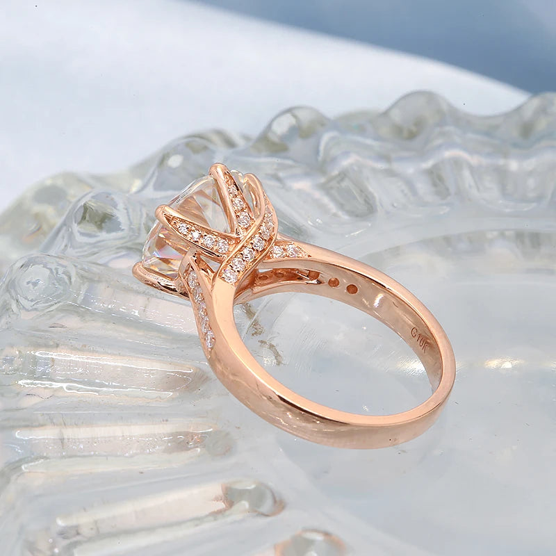 18K Rose Gold 5.0 Ct Round Cut Moissanite Engagement Ring-Black Diamonds New York