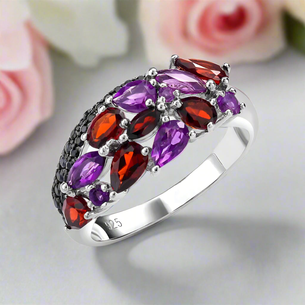 Elegant Natural Peridot Diopside Gemstone Ring-Black Diamonds New York