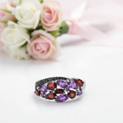 Elegant Peridot Diopside Gemstone Ring-Black Diamonds New York