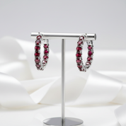 Classic Natural Gemstone Hoop Earrings-Black Diamonds New York
