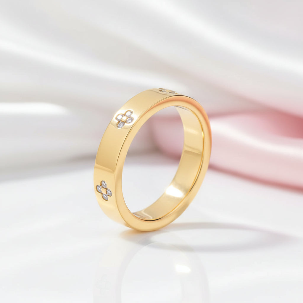 Elegant Flowers Diamond Option Wedding Band-Black Diamonds New York