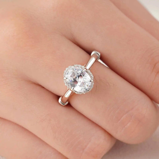 Glamorous 2.0ct Oval Cut Created Diamond Engagement Ring-Black Diamonds New York