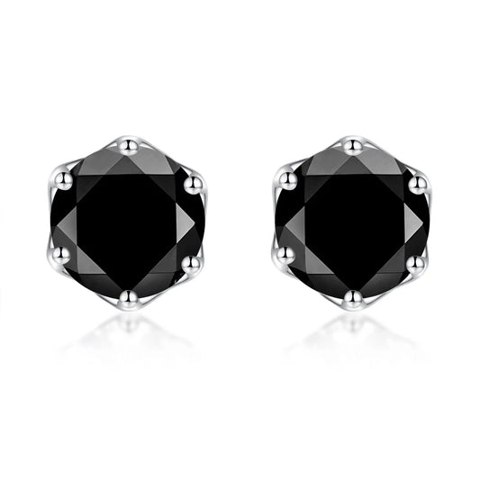 2.0 Ct Round Diamond 6 Prong Stud Earrings-Black Diamonds New York